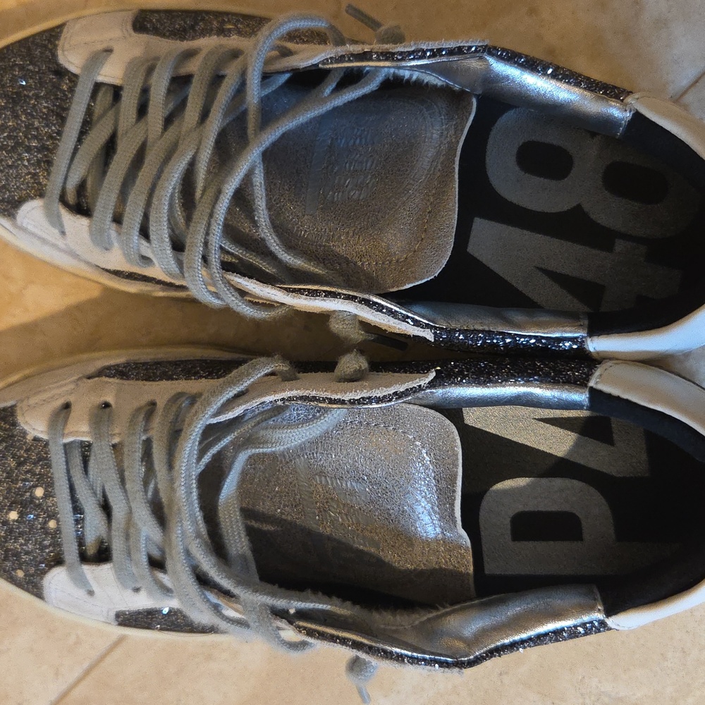 P448 Black and Silver Glitter Sneakers